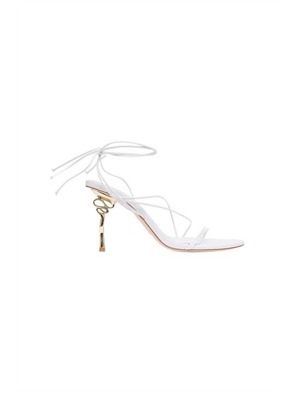 Aje Quinn Metal Ribbon White Leather Wraparound Heels Size 38